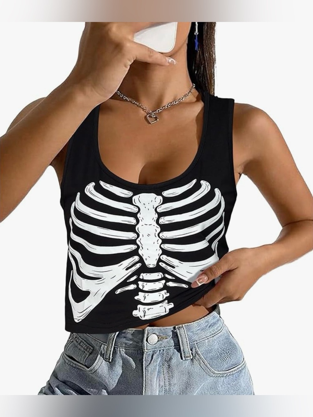 Skeleton Shirt for Women:Halloween Tank Tops Sleeveless Costume Vest